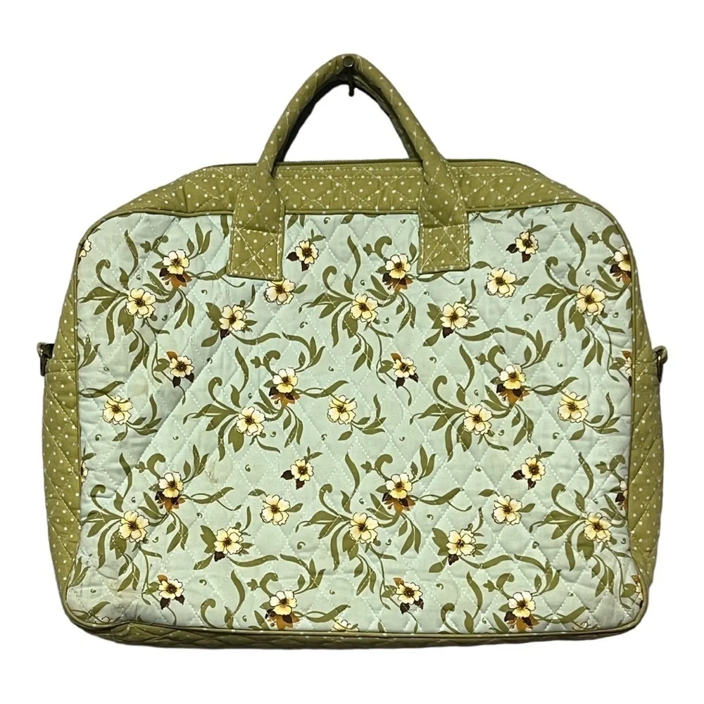 Isabella’s Journey Green Floral Quilted Laptop Bag Medium Size
